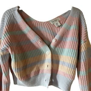Jessica Simpson Pastel Cropped Knit Cardigan, S